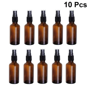 

10pcs 20ml Portable Travel Bottle Lotion Spray Empty Glass Bottle Press Spray Bottle (Brown)
