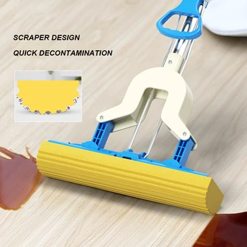 

Strong Floor Mop Absorbent Sponge Mop Stainless Steel Handle Microfiber Pad Home Floor Cleaning Tool Home Bathroom Kitchen Clean