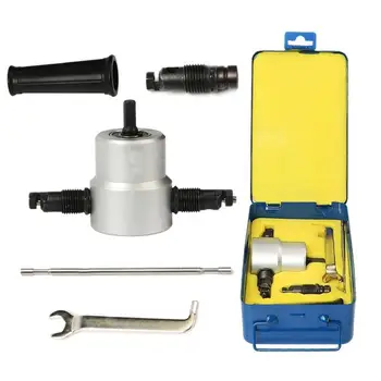 

LumiParty Professional Double Head Metal Sheet Cutter Drill Attachment Free Cutting Tool Nibbler Sheet Metal Cut Power Tool