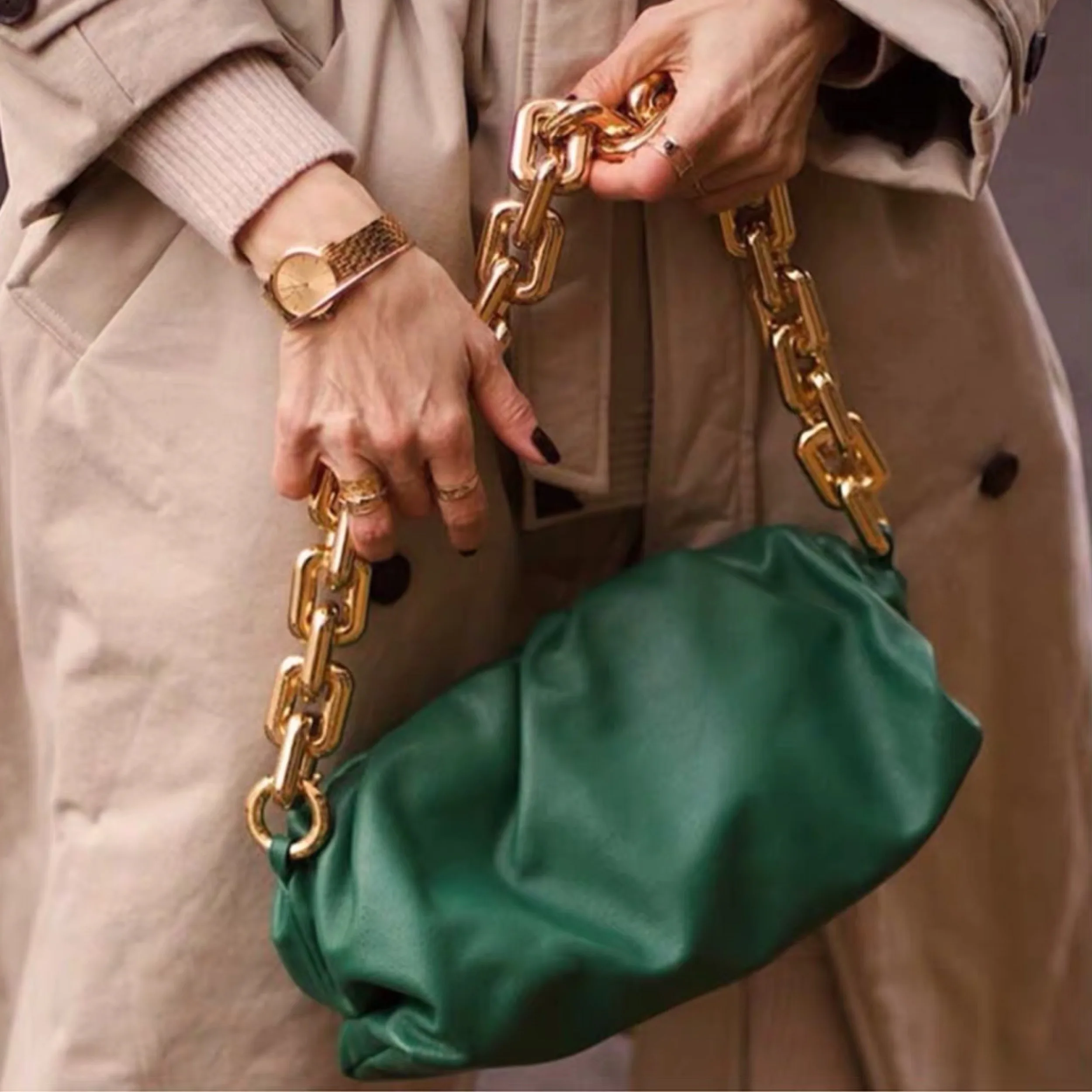 

Fashion Hobos Women Shoulder Bags Designer Big Chains Handbags Luxury Pu Leather Messenger Bag Large Capacity Totes Clutch Purse