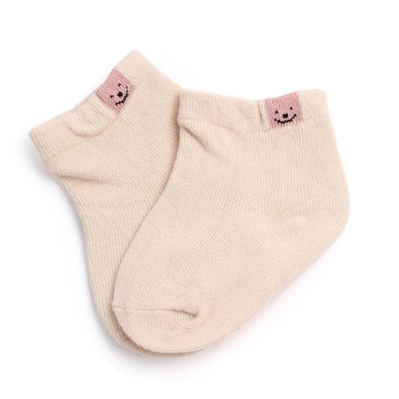 Носки для детей от 0 до 1 лет носки для младенцев с смайликом хлопковые удобные носки для малышей на осень и зиму Новинка Bebe Calcetines - Цвет: light pink