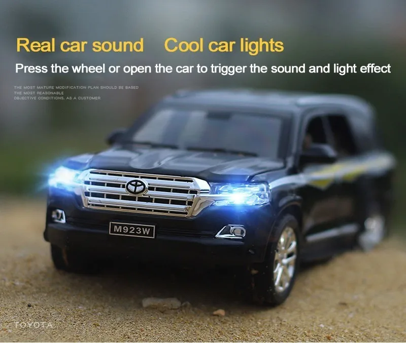 1/24 литая под давлением модель автомобиля из сплава Land Cruiser SUV Lexus LX570 внедорожные транспортные средства со звуком светильник функция оттягивания игрушка для мальчика подарок