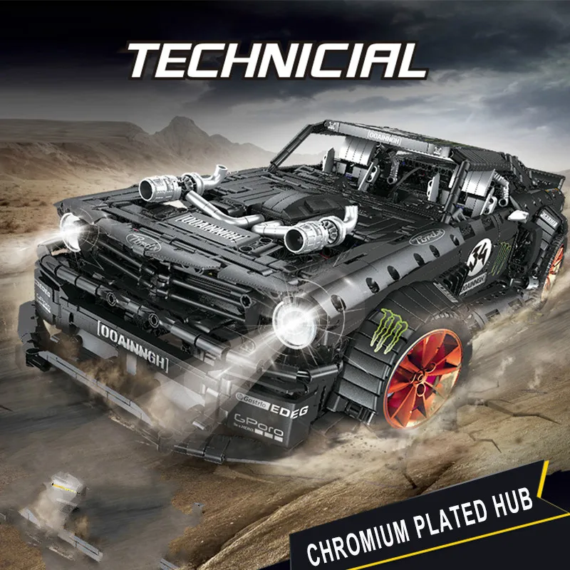 

New 1965 Ford Mustang Hoonicorn Racing RTR Car Technic 20102 MOC-22970 Building Block Bricks Kid Educational Toys Gifts