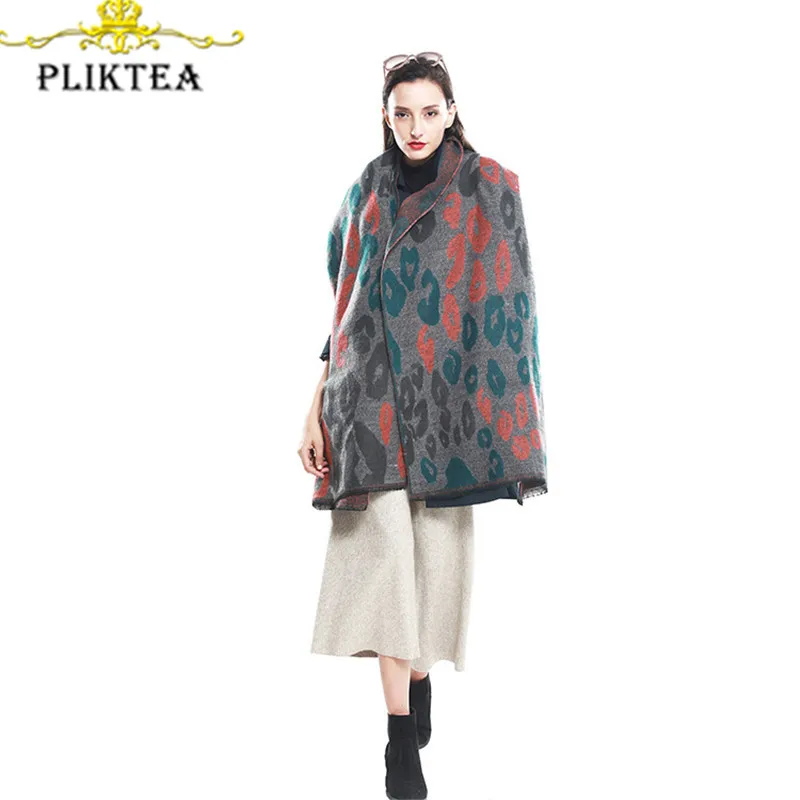 

200*60cm Leopard Pashmina for Women Scarves Winter Poncho Female Faux Cashmere Shawl Merino Wool Stole 2019 Winter Ladies Scarf