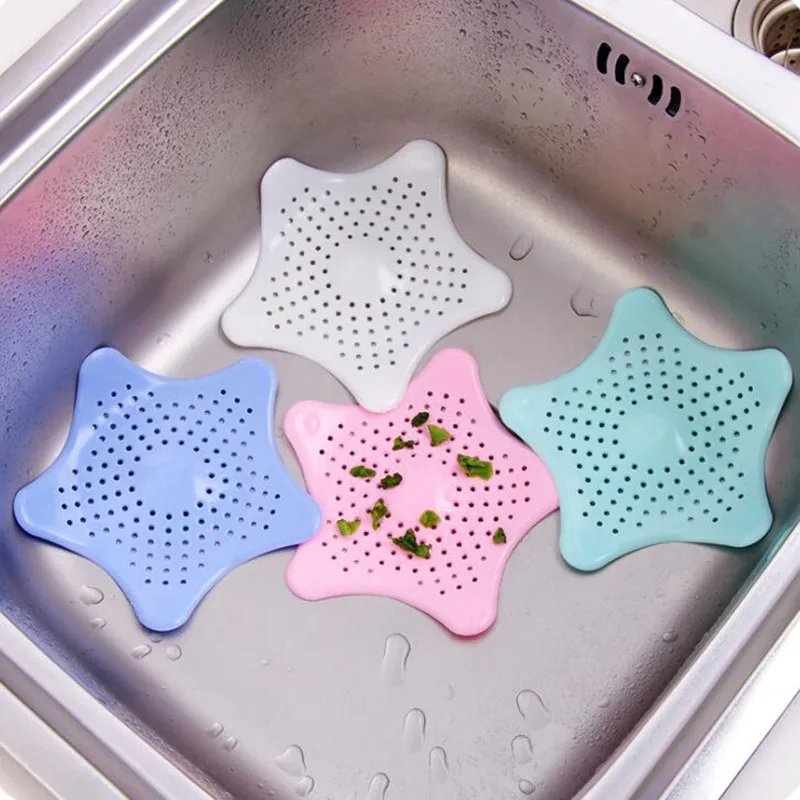 

Kitchen Accessories Tools Silicone Sink Drain Bathtub Hair Filter Creative Star Sewer Outfall Strainer Kitchen Filter Gadgets