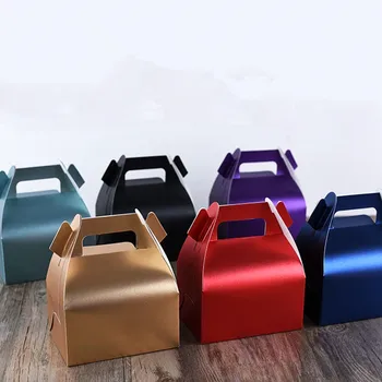 

10pcs Net red card paper protable dessert cake box DIY handmade packaging paper boxes baking chocolate candy biscuits gift box