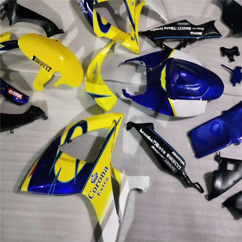 ABS Обтекатели комплект пригодный для SUZUKI GSXR600 GSXR750 06 07 R600 R750 K6 GSXR 600 750 2006 2007 пользовательские желтый синий Corona