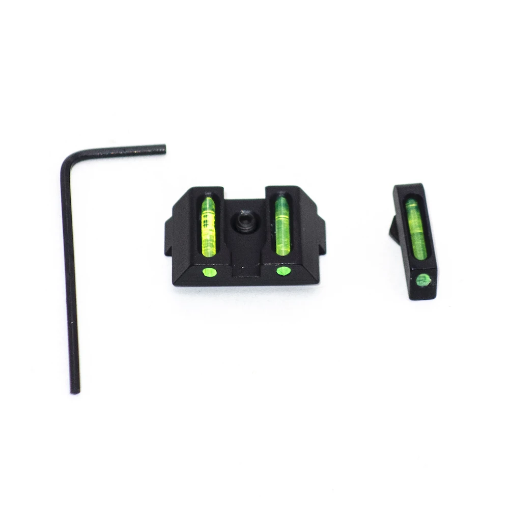 Тактический волоконно-оптический передний и задний зеленый точечный прицел для охоты ночного видения для Glock
