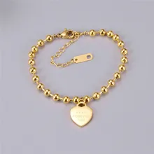 JIETHLING браслет ювелирные изделия женские золотые цвет бисерная ссылка любовь навсегда тег сердце талисманы Браслеты Регулируемая длина не выцветает
