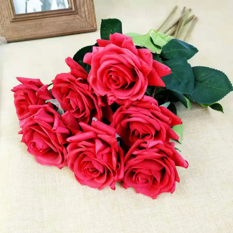 11 шт./лот, искусственные цветы розы, реальные на ощупь розы, цветы, украшения для дома, для свадебной вечеринки или букет ко дню рождения
