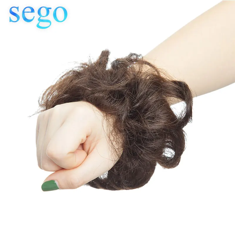 SEGO, 23 г, натуральные человеческие волосы, кудрявые шиньоны, шиньон для женщин, натуральный цвет, не Реми, Пончик для наращивания, конские хвосты, бразильские волосы - Цвет: #2