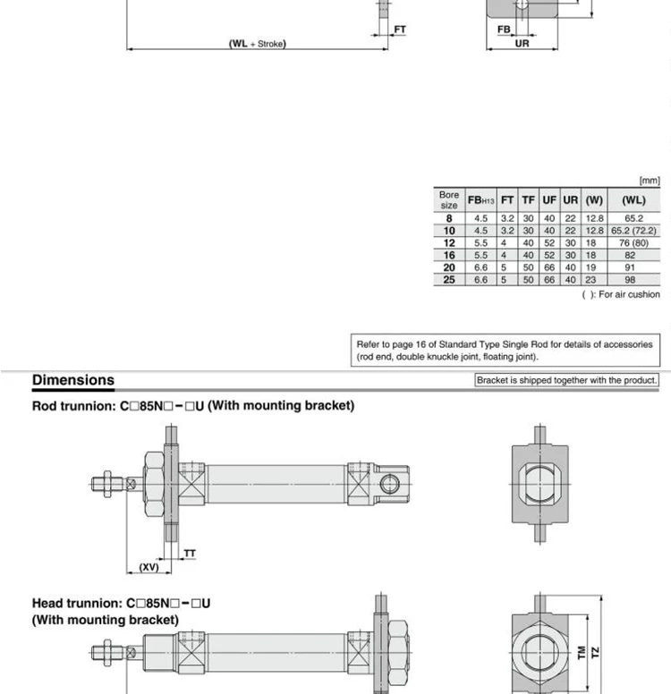 Мини-цилиндр CD85N12-25-B CD85N12-50-B CD85N12-75-B CD85N12-100-B баллоны из нержавеющей стали CD85N серии