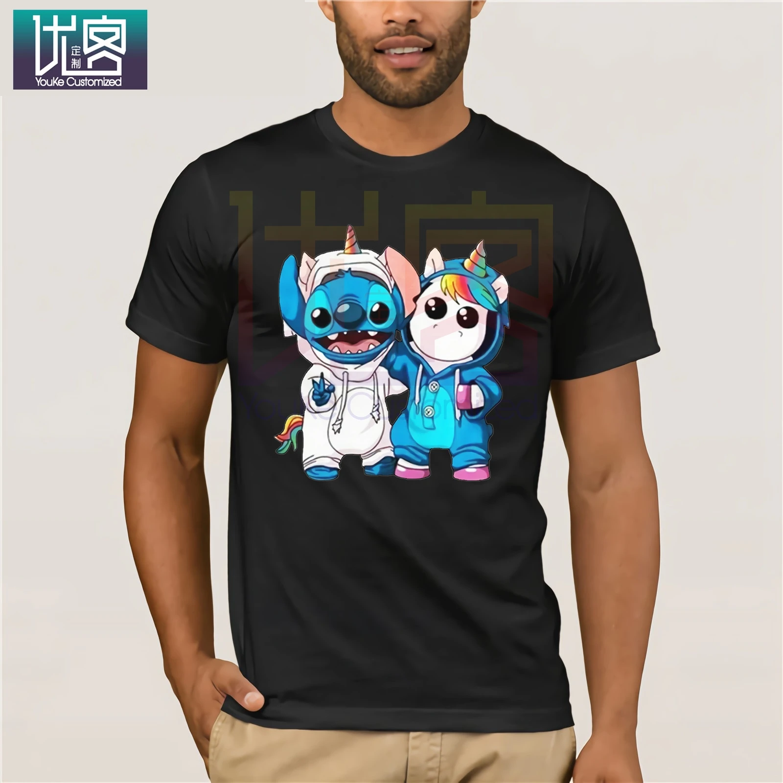 

Baby unicorn and stitch shirt t-shirts men t shirts Harajuku Funny Print Tshirt Men Hip Hop 100% Cotton Streetwear Tee Shirt