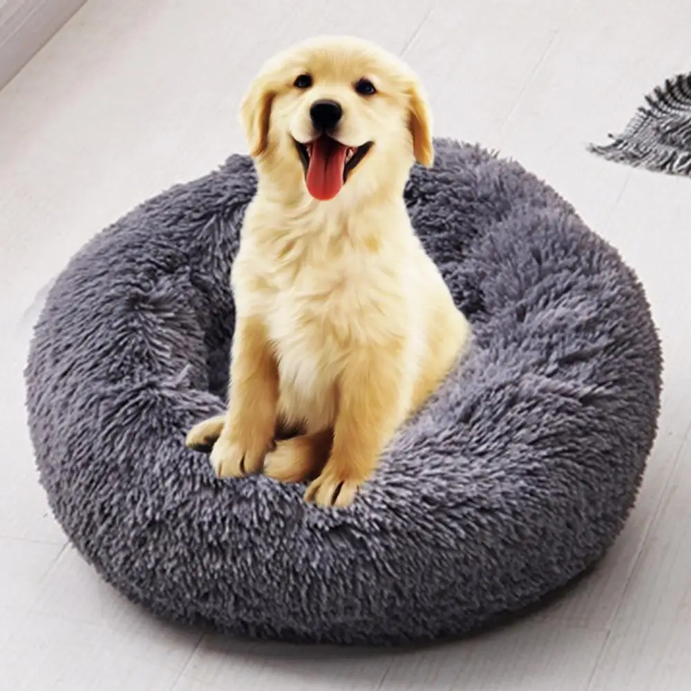 Soft Long Plush Pet Bed Cat House Round Dog For Small Dogs Cats Nest Winter Warm Sleeping Puppy Mat | Дом и сад
