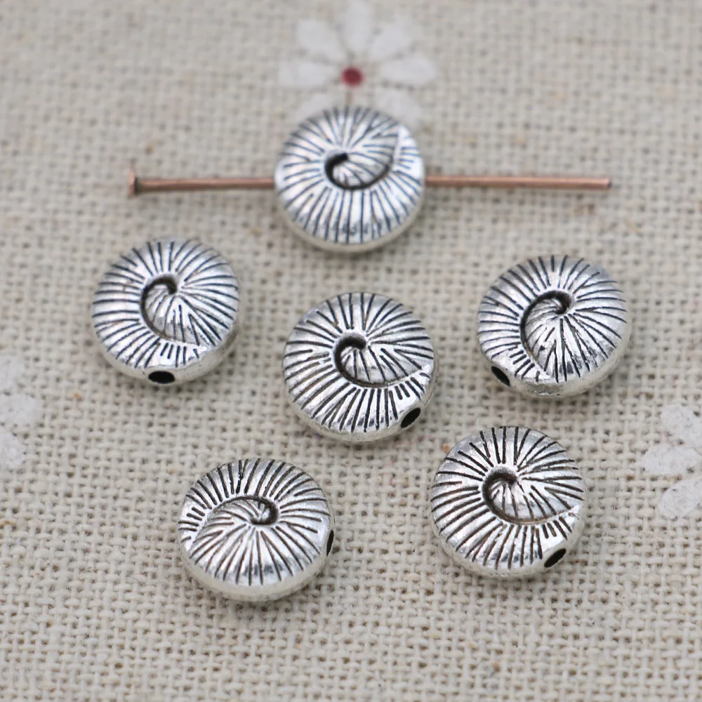 JAKONGO Antique Silver Plated Shell Spacer Beads Vintage Loose for Jewelry Making Bracelet DIY Handmade 10x5mm 20pcs | Украшения и