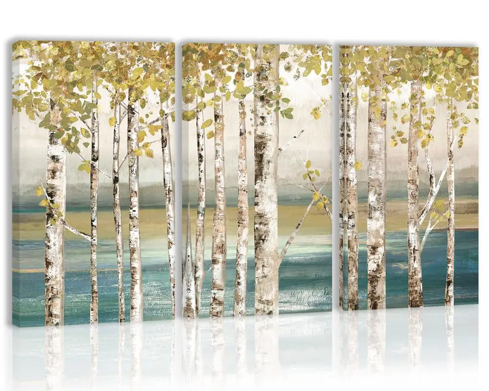 

Golden Autumn Tree Leaves Wall Art Decor Modern Abstract Canvas Painting Kitchen Prints Pictures for Home Living Dining Room