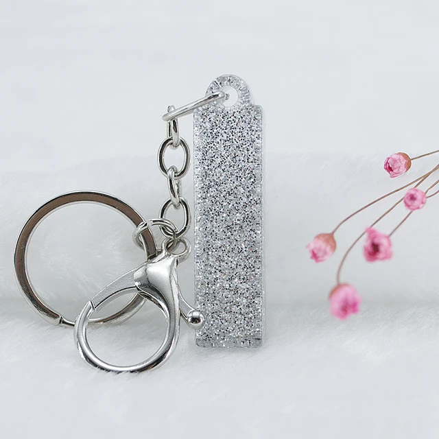 1PC Women Keychains  Handbag  Car Pendants 26 English Letter Keyring  Charms   Glitter Resin Word I