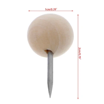 

60 Pcs Round Wooden Thumbtack Creative Decorative Drawing Push Pins Wood Head
