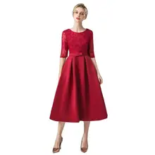 

A Line Mother Of The Bride Dress Outfits Satin Lace Sashes Half Sleeve Knee Length Zipper Plus Size