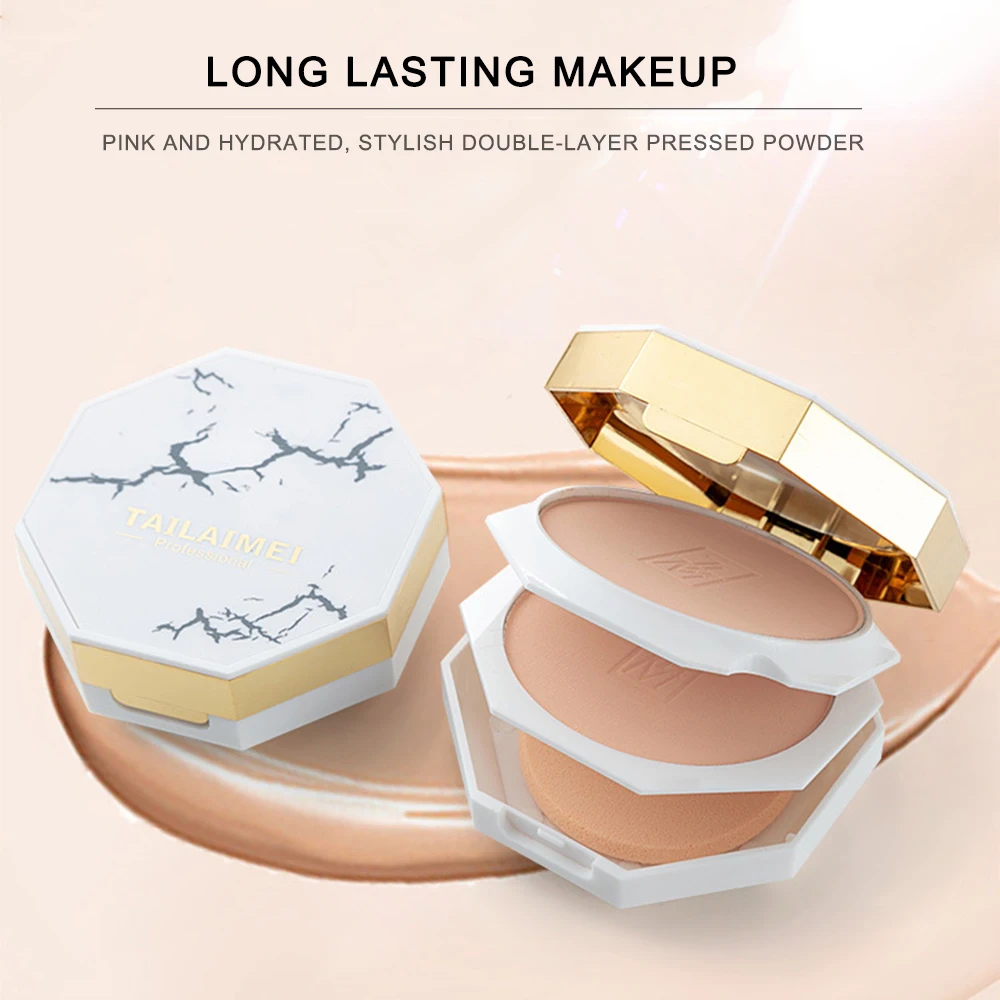 

2 In 1 Brighten Double Layer Powder Modified Face Makeup Long Lasting BB Cream with Compact Pressed Powder TSLM2