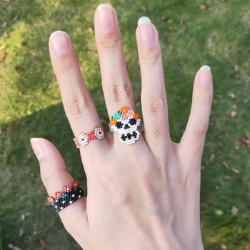 

FAIRYWOO Simple Ring Beautiful Girl Flower Turkey Evil Eye Ring Set Woman Red New Fashion Trendy Mexico Handmade Golden Rings