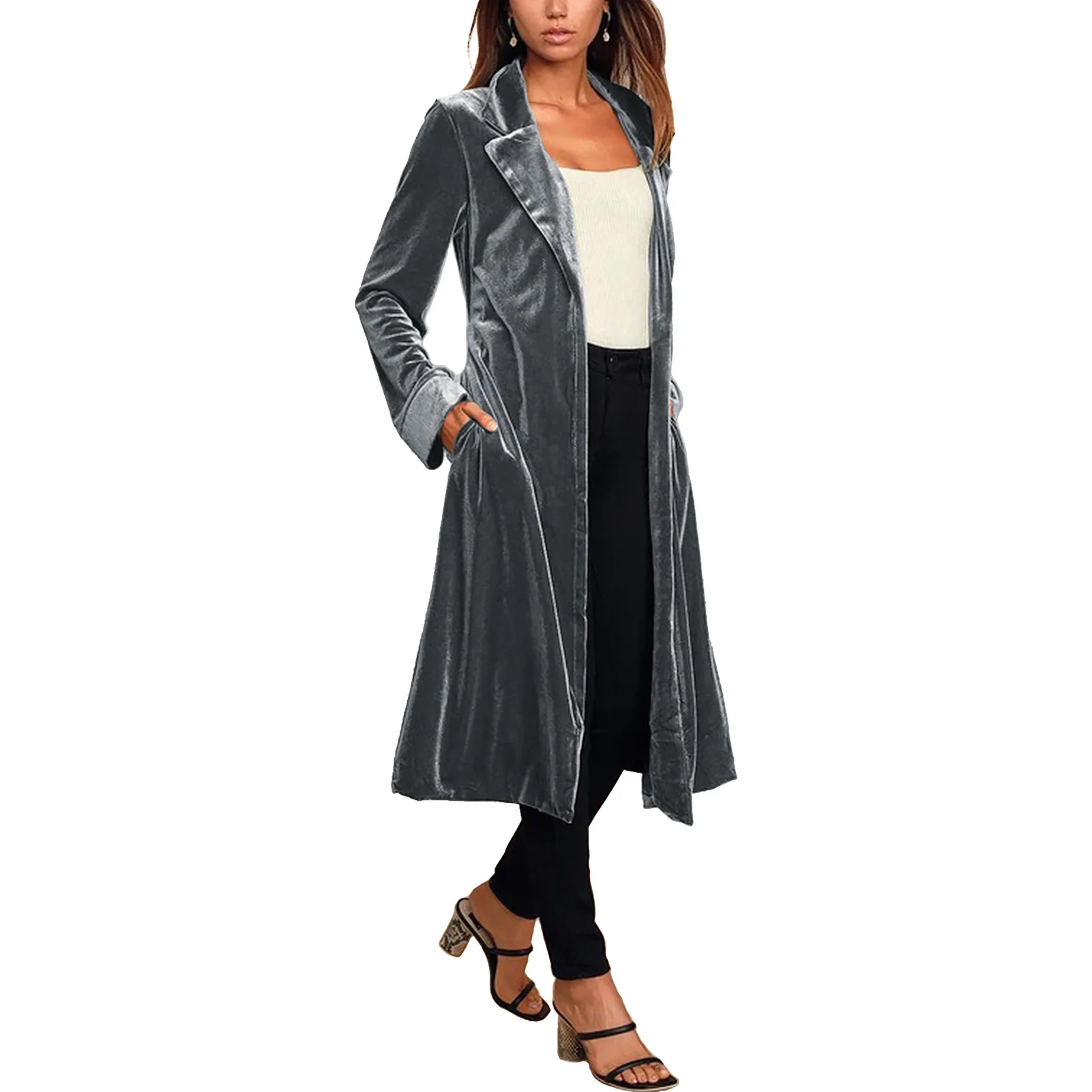 Chaqueta de Rebeca suave delicado chaqueta rompevientos larga abrigo nuevo abrigo gran oferta de oro larga de terciopelo chaqueta