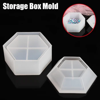 

1Pc Silicone Storage Box Mold Hexagon Jewellery Bead Mold Resin Epoxy DIY Making Mould for Jewellery Earings Storage