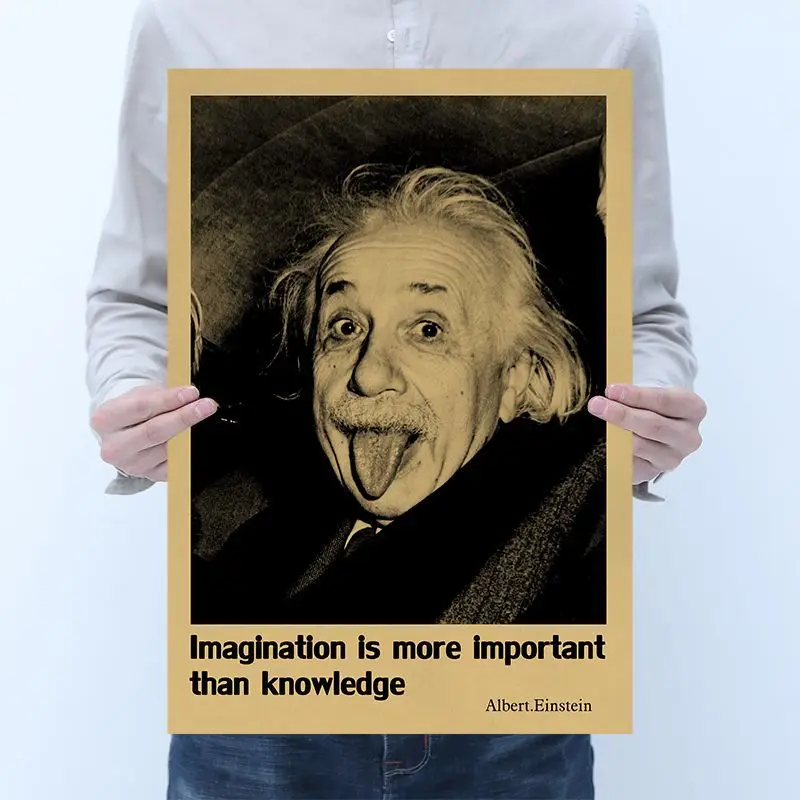Albert Einstein Poster Retro Paper Imagination Is More Important Than Knowledge