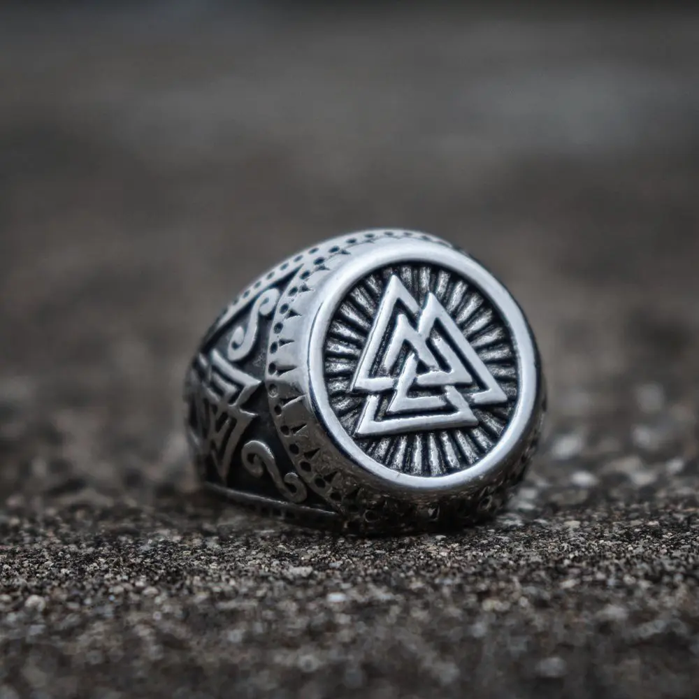 Odin символ Valknut кольцо из нержавеющей стали мужские руны викингов кольцо воинов норвежский амулет ювелирные изделия