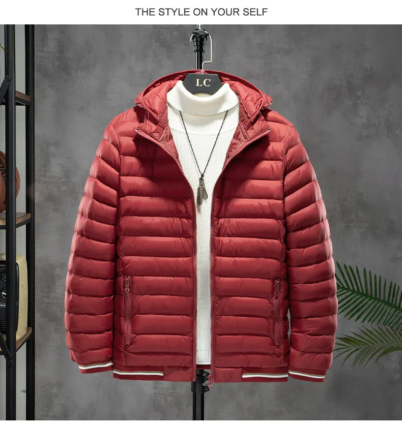 Men's Winter Cotton Jacket Long-sleeved Jacket Men's Casual Jacket All-match Warm Hooded Jacket 2021 Men's Down Jacket down coat