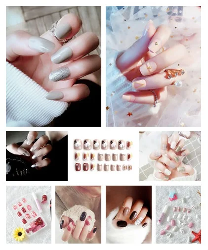 Soft Pre-designed Nail Tips 24 Pcs Sweet False Fake Nails Full Wrapped Tips Manicure Accessories DIY Salon Products