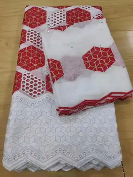

2020 Latest French Laces Fabrics High Quality African 100% Cotton Embroidered Lace Fabrics For Fashion Dress 5+2Yards/Lot