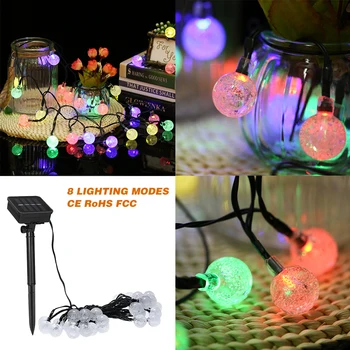 

Solar String Lights 19.7ft 30 LED Rope Light Bubble Ball Shape 8 Modes Warm White for Party Garden Home Festival Decoration