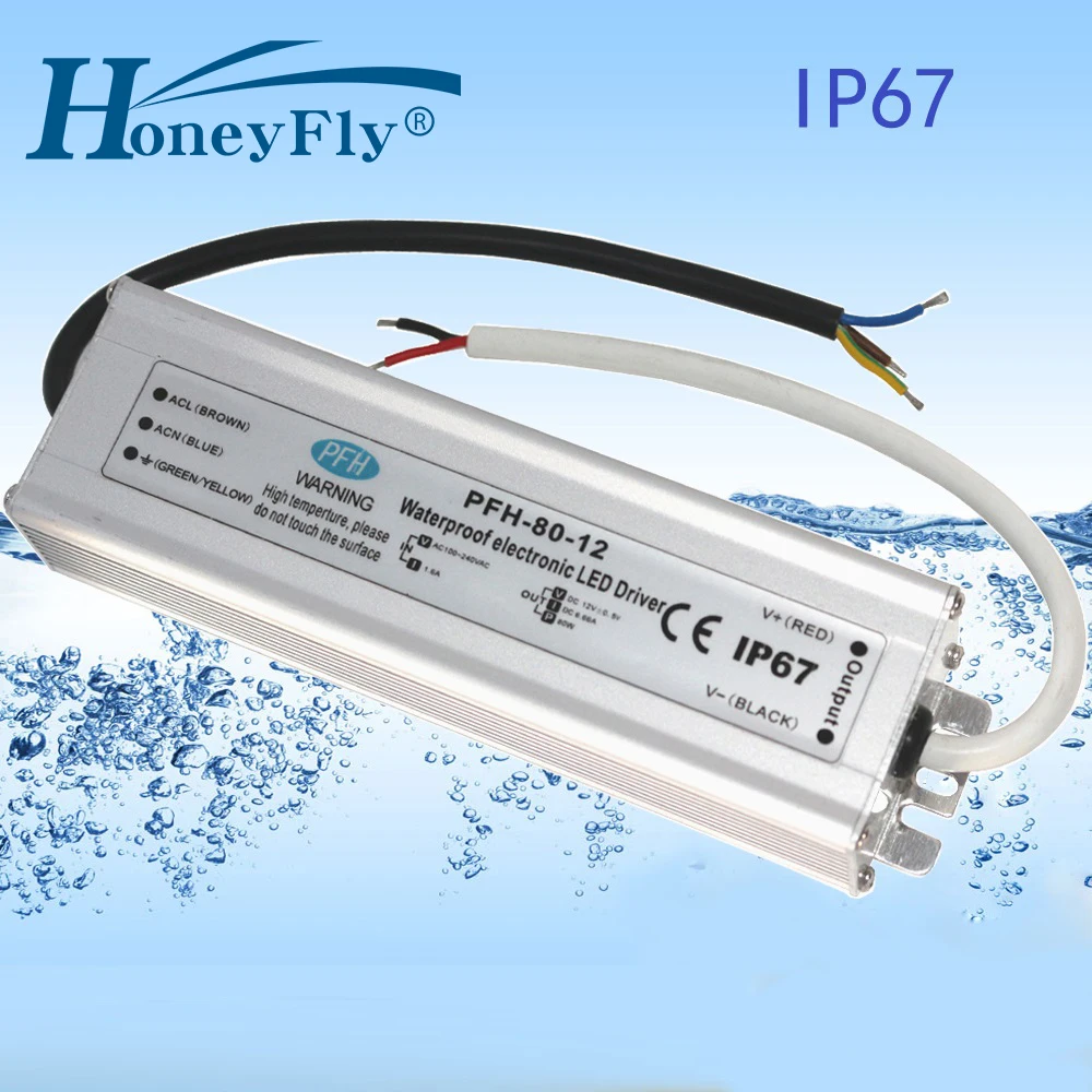 Водонепроницаемый светодиодный драйвер HoneyFly класс защиты IP67 80 Вт 12 В 24 36 48