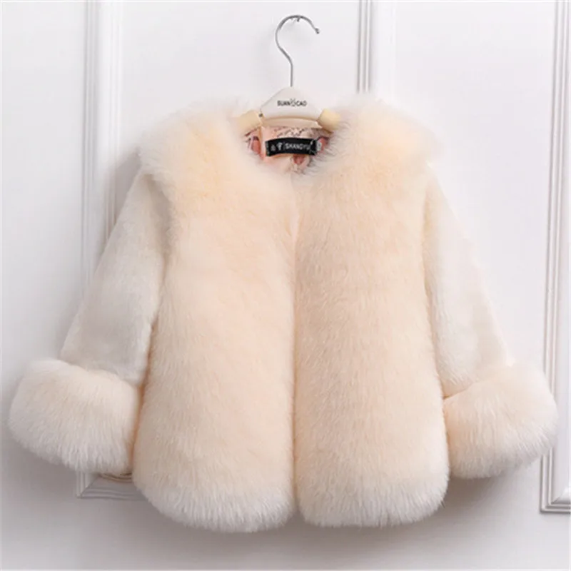 D1400 beige Зимнее пальто с мехом для девочек элегантные куртки и пальто с искусственным мехом для маленьких девочек Толстая теплая парка эксклюзивная детская одежда D1400 - Цвет: D1400 beige