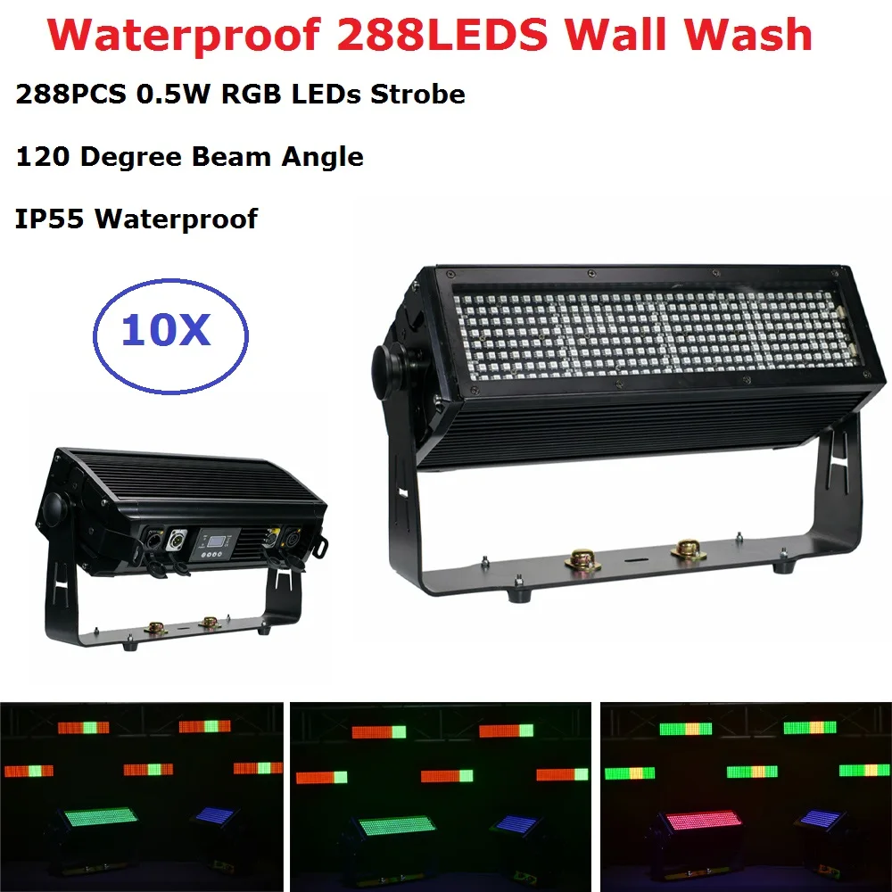 

Waterproof 105W LED Strobe Light 288 LEDS RGB Flash Light DMX Control Dj LED Wall Wash Light For Dj Light Party Laser Projector