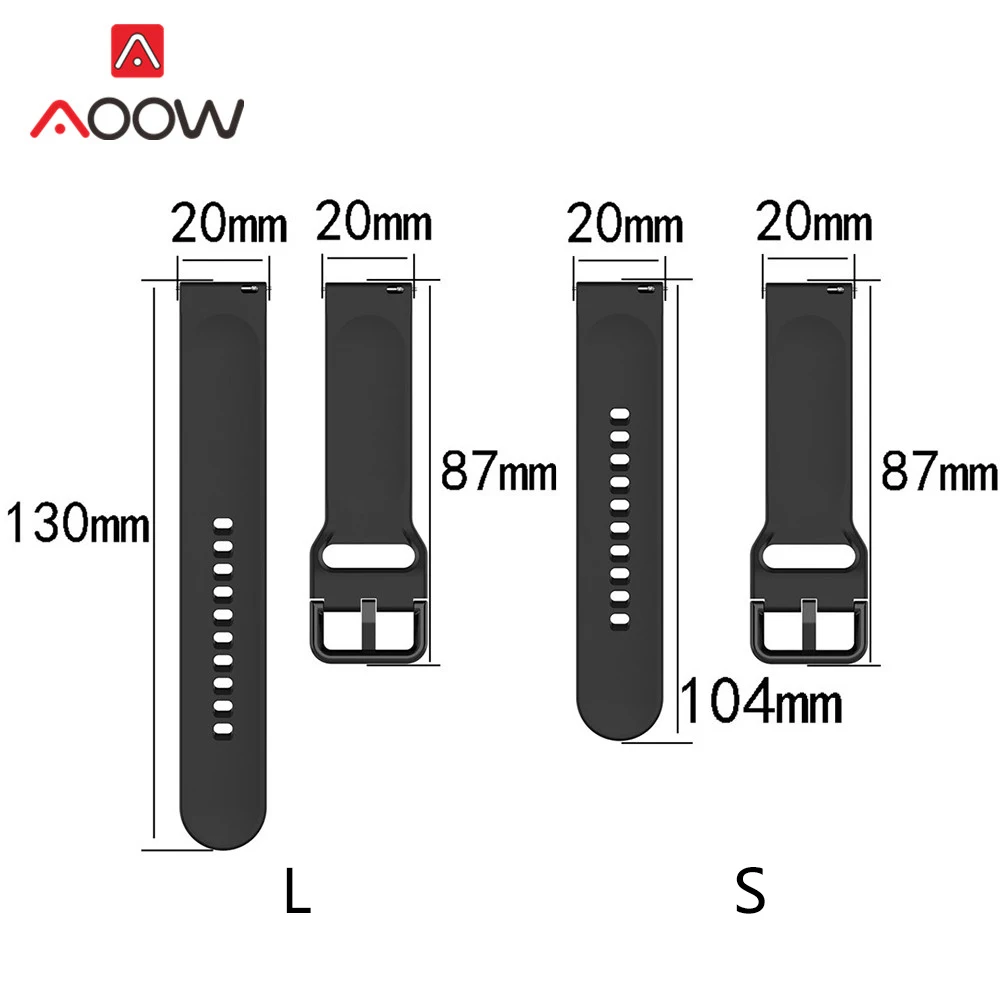 20 мм силиконовый ремешок для samsung Galaxy Watch Active2 40 мм 44 мм/Active/42 мм Huami Amazfit bip gear S2 браслет ремешок для часов
