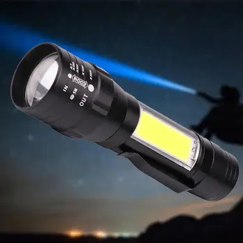 

Torch Flashlight Built-in Battery T6+COB LED Flashlight For Hunting Camping Zoom Flashlight Durable Flashlight LED Torch