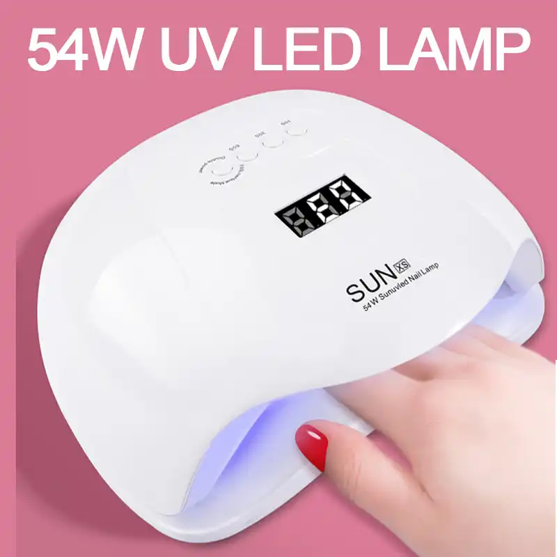 54w sun xs uv lamp led two hands uv led nail dryer gel nail lamp quick drying smart time sensor with lcd display for curing gel
