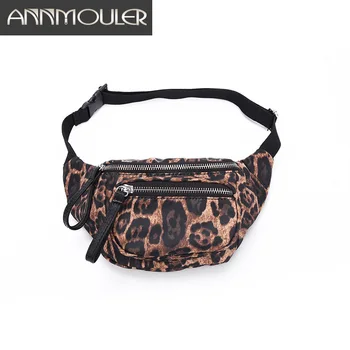 

Annmouler Large Women Waist Bag Polyester Fanny Pack Leopard Printed Chest Bag for Girls High Quality Phone Pouch Belt Bag