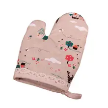 1 пара кухонных перчаток для выпечки из хлопка и льна, перчатки для духовки с толстой изоляцией для выпечки(рисунок дерева