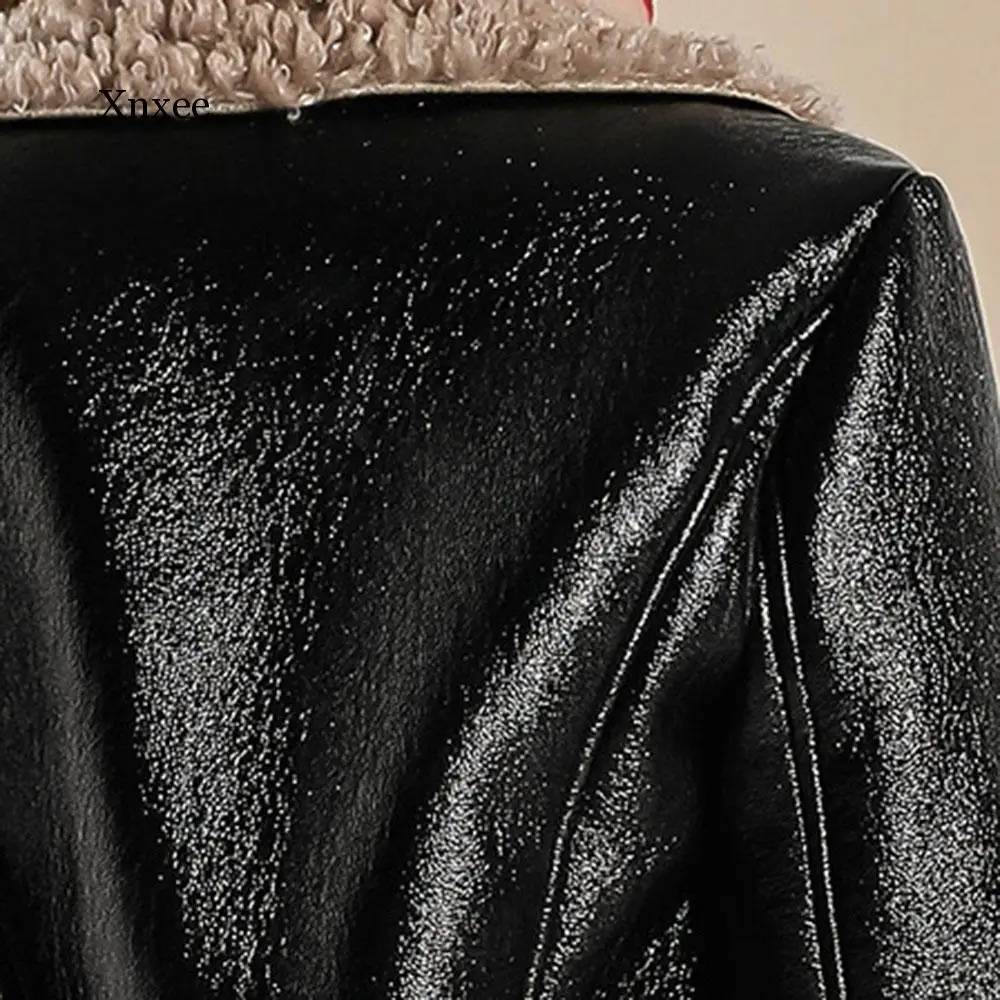 2020 Winter Women Faux Leather Jackets Thick Warm Fashion Black Lazy Locomotive Jackets PU Outwear Punk Short Coat Casual Girl