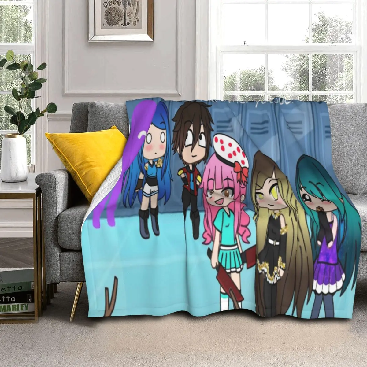 Gacha Life Funneh Krew Gacha Blanket Bedspread Bed Plaid Blanket Beach