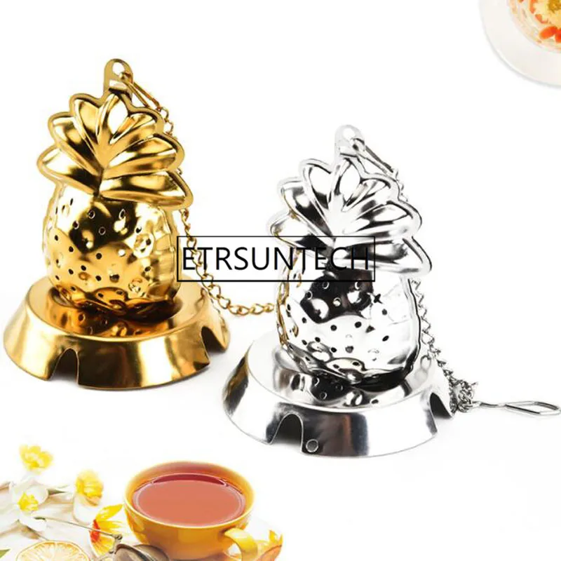 

100pcs Stainless Steel Pineapple Tea Infuser Mesh Filter Strainer Loose Tea Leaf Ball with Rope Chain Home Kitchen Teaware