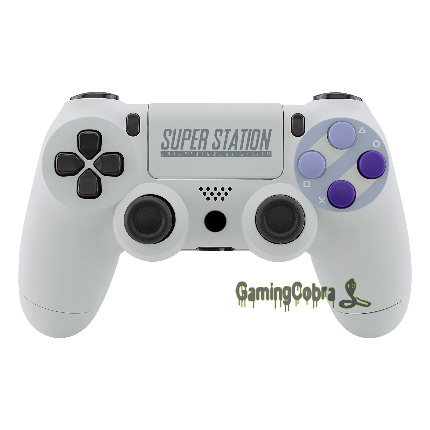 

Classics SNES Style Soft Touch Replacement Housing Shell with Face Buttons for PlayStaton 4 PS4 Slim PS4 Pro CUH-ZCT2 Controller