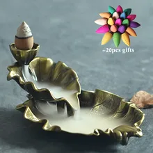 Винтаж лотоса Курильница для благовоний горелки Ладан держатель для Рожков водопад кадильница для ароматерапии домашний декор офисный декор+ 20 штук конусов