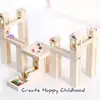 60pcs Wooden Marble Track Assembly Building Blocks Run Maze Ball Puzzle Children Educational Toys Kids Gift  1