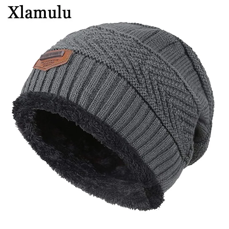 Xlamulu Men's Winter hat Skullies Beanies Women Knitted Hat Winter Hats For Men Warm Beanie Gorros Bonnet Caps Famale Winter Cap