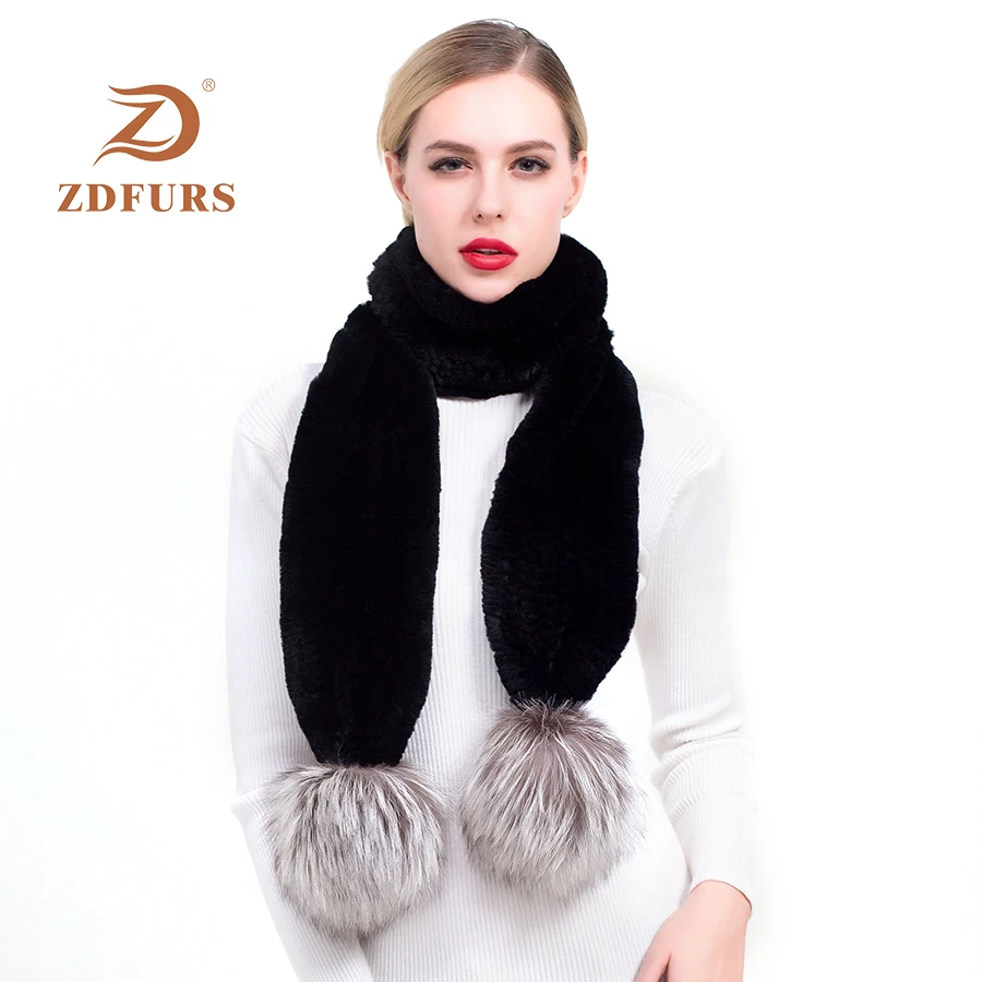 ZDFURS * 2018 новый популярный женский шарф из натурального меха шарфы кролика Рекс