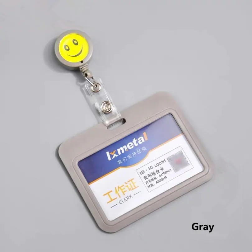 Gray Модный выдвижной ролик для бейджа клип для студентов ID карта бейдж держатель Чехол идентификационный пропуск держатель значка и аксессуары - Цвет: Gray